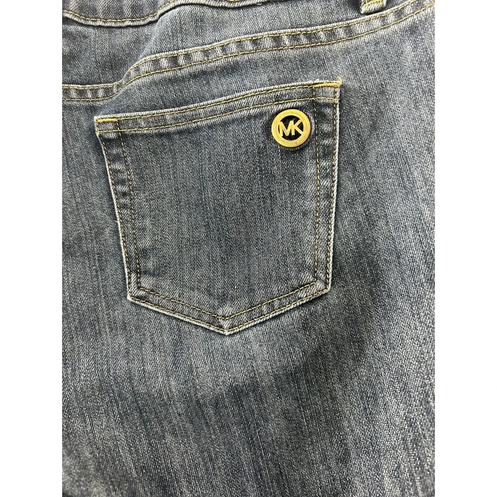 Michael Kors Izzy Skinny Jeans Dark Wash Blue Denim Petite 10P‎ Gold Hardware